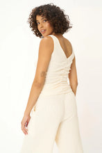 Load image into Gallery viewer, Cabana Ruched Textured Rib Tank Cream