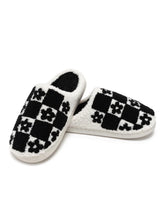 Load image into Gallery viewer, Black Daisy Checker Slippers