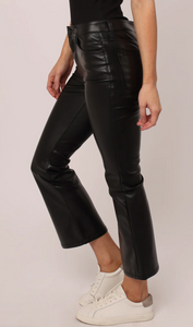 Cropped Vegan Leather Black Jean