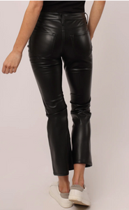 Cropped Vegan Leather Black Jean