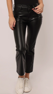 Cropped Vegan Leather Black Jean