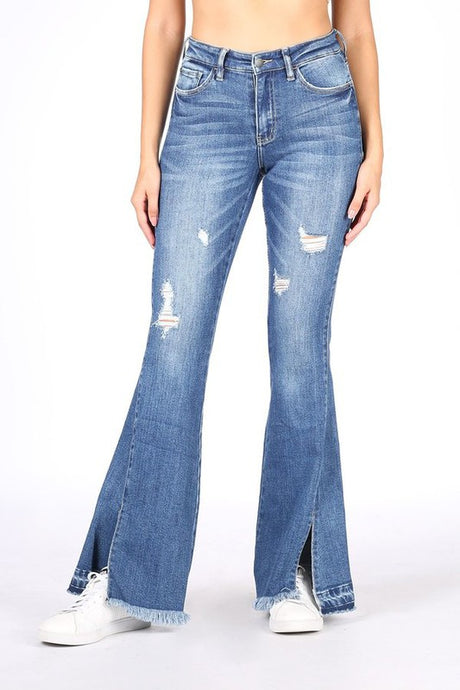 Slit Hem Flare Jean