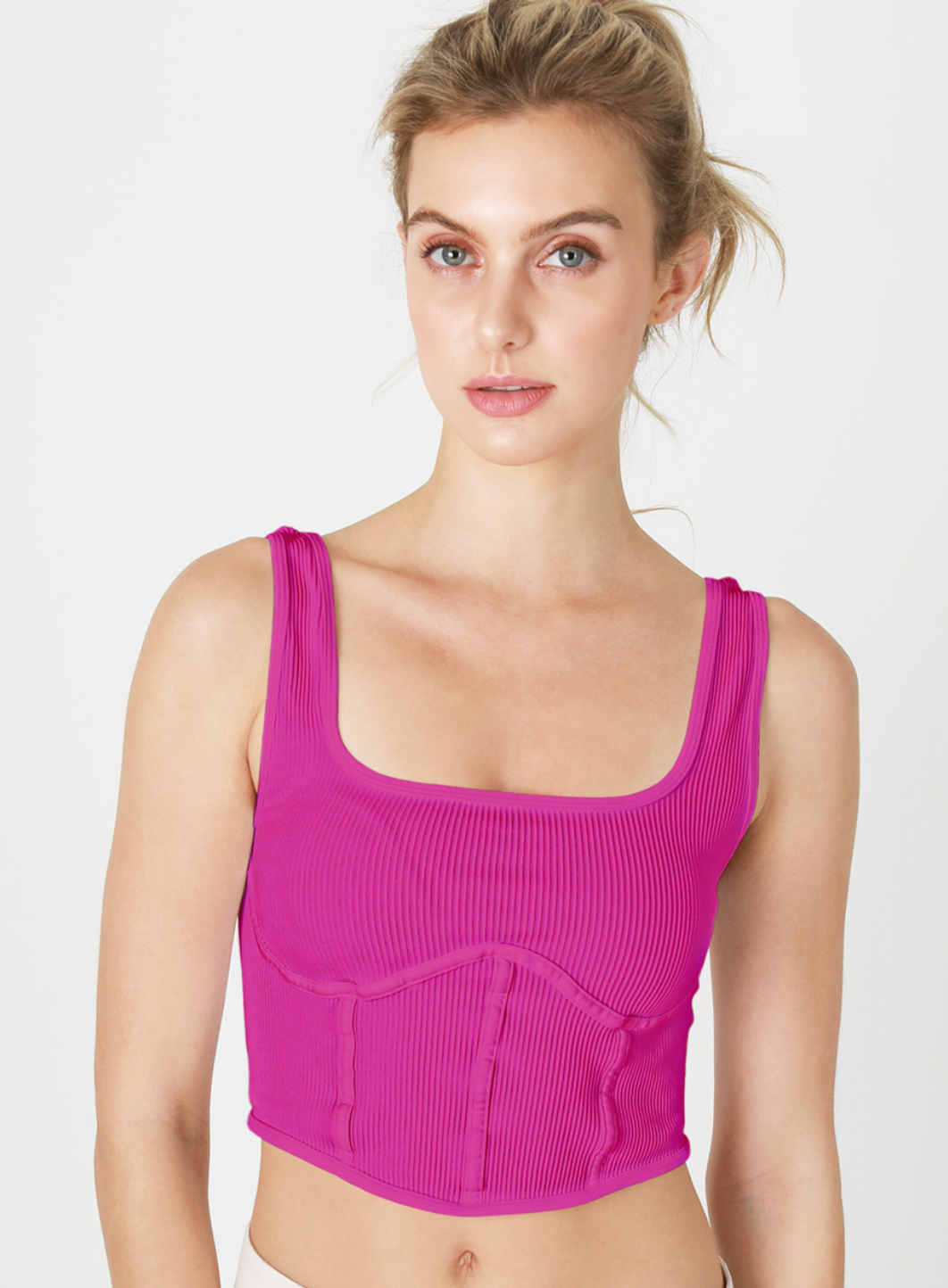 Ribbed Square Neck Corset Top – Infinity New City